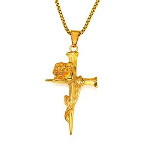 Collar con Colgante de Cruz de Acero Inoxidable para Hombre, en Oro, Plata y Negro, Estilo Gótico, Cristiano, Religioso, Biker, Hip Hop, Joyería Resistente al Agua - Product Image 3
