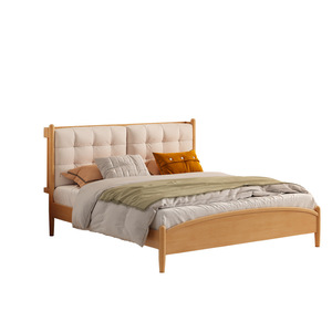 เตียงคู่ไม้เนื้อแข็งสไตล์นอร์ดิก ขนาด 1.8 ม. หุ้มเบาะแบบ Cloud Bed สำหรับใช้ในห้องนอนที่บ้าน - Product Image 4