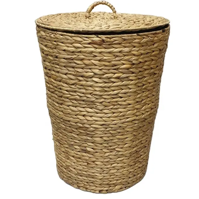 wicker for gifts laundry folding jute woven storage vietnam home derco water hyacinth laundry basket with lid