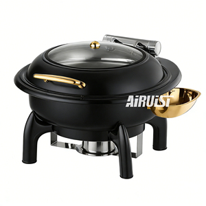 <span class=keywords><strong>Olla</strong></span> Eléctrica para Buffet AIRUISI de 6L y 9L, Negra y Dorada, Equipo Hidráulico para Catering, Recipiente para Calentar Comida de Acero <span class=keywords><strong>Inoxidable</strong></span> - Product Image 3