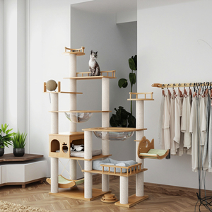 Albero per <span class=keywords><strong>Gatti</strong></span> in Legno Massello Multi-Livello Resistente da 22kg e 185cm con Lettiera 2 in 1 Integrata per <span class=keywords><strong>Gatti</strong></span> da Interno - Vendita all'Ingrosso - Product Image 5