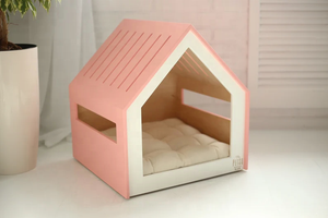 Maison moderne personnalisée pour animaux de compagnie, belle caisse de meubles pour chien en rose corail, cage d'intérieur pour chien et chat - Product Image 2
