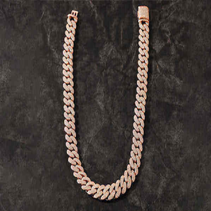 Collier chaîne cubaine de luxe en argent/plaqué or RATAN JEWELS avec diamants brillants de laboratoire certifiés IGI, unisexe, style hip-hop - Product Image 2