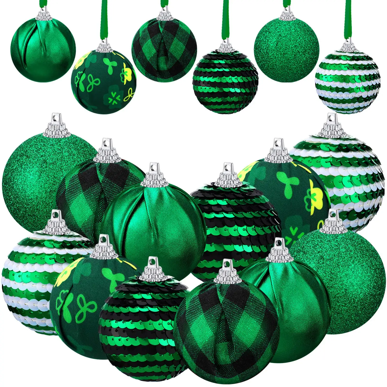 St. Patricks Dag Bal Ornamenten Irish Tree Opknoping Ornamenten Voor St. Patrick Partij Indoor Decoratie Groen Omwikkeld Bal Decor