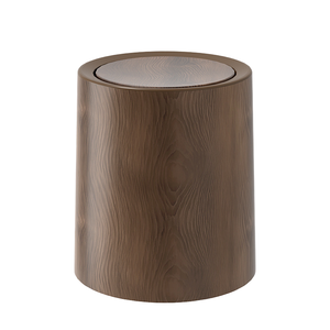 Creative Grain Design 12L 16L Ring Lidless Trash Basket Standing Swivel-Capped <b>Plastic</b> Wood Waste <b>Bins</b> for Home Use - Product Image 1