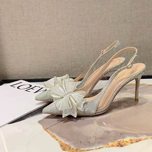 <span class=keywords><strong>Sandali</strong></span> estivi <span class=keywords><strong>con</strong></span> tacco glitterato <span class=keywords><strong>con</strong></span> fiocco di fiori in cristallo a punta chiusa in pelle sintetica <span class=keywords><strong>sandali</strong></span> <span class=keywords><strong>con</strong></span> tacco per donna - Product Image 2