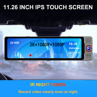 AOEDI AD893 Moniteur de voiture Dashcam FHD 1080P 2K DVR de voiture Caméra de rétroviseur à 3 canaux Caméra de tableau de bord à miroir à 360 degrés