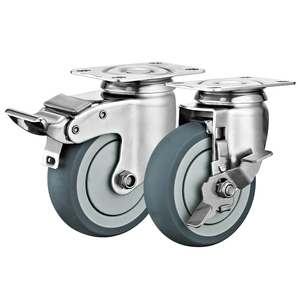 <span class=keywords><strong>Ruedas</strong></span> de Acero Inoxidable de 3, 4 y 5 Pulgadas, Resistentes, con Freno Lateral Antirrobo, Silenciosas, para Carretillas de Mano y Carros de <span class=keywords><strong>Taller</strong></span> - Product Image 2