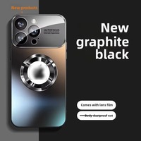 Pour Apple pour iPhone 16 Pro Max étui de téléphone portable grande fenêtre givré étiquette manquante aspiration magnétique housse de protection pour Plus