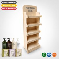 Exhibidor de Madera Contrachapada de 5 Niveles para Tienda de Cuidado Personal, Estante de Madera para Piso, Fácil de Montar, Certificado FSC