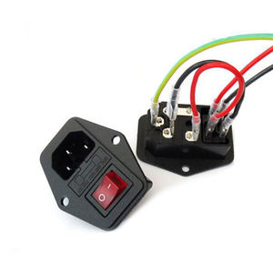 Prise de courant alternatif triplet type prise avec oreille tout cuivre prise de courant avec lampe avec un seul ruban de sécurité avec type de fil - Product Image 1