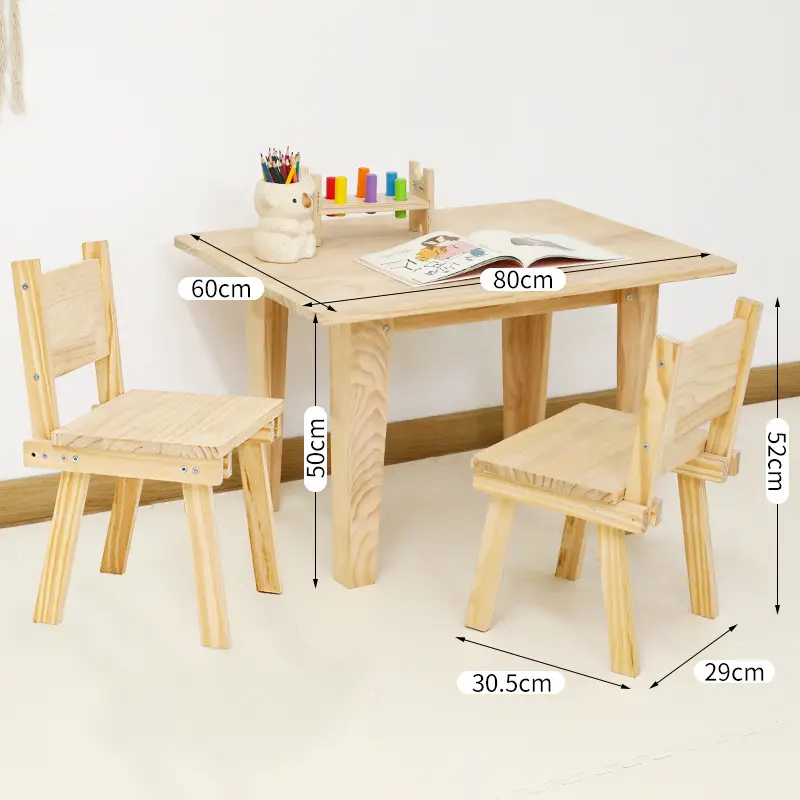 子供の固体木製ホームキッズ家具セット幼稚園学習キッズデスクテーブルと椅子