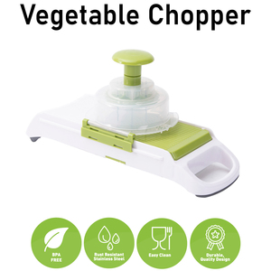 Hachoir à légumes réglable, <span class=keywords><strong>mandoline</strong></span> manuelle verte avec <span class=keywords><strong>poussoir</strong></span> de sécurité pour la cuisine - Product Image 1
