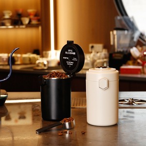Recipiente de almacenamiento de granos de café de cocina sellado directamente hermético con válvula de monitor de humedad, cuchara magnética para cocina de alimentos - Product Image 1
