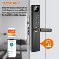 Gran oferta multiusos puerta delantera contraseña huella digital cerradura de puerta inteligente aplicación TUYA cerradura de puerta inteligente con pantalla de cámara