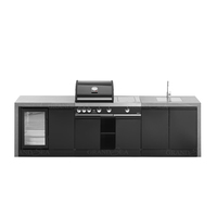 Set Dapur Luar Ruangan Mewah Kustom dari Baja Tahan Karat 304 dengan Grill, Kulkas, Wastafel, dan Kabinet Patio Terintegrasi