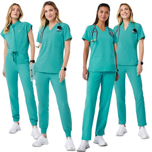 Alta calidad más enfermera Sexy moda Scrubs conjuntos mujeres enfermería Casual médico manga corta Unisex Oem servicio hecho rayón - Product Image 1