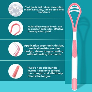 OEM vệ sinh răng miệng công cụ halitosis chăm sóc hai mặt mềm Silicone làm sạch <span class=keywords><strong>scraper</strong></span> - Product Image 3