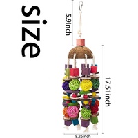 Accessoires pour animaux de compagnie : Jouets suspendus multicolores en bois et corde de coco pour perroquets gris africains, grands jouets à mâcher pour cages