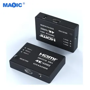 HDMIスイッチ4K60Hz高速HDMIスプリッター3x13 In 1 Out UHDリモコン付き赤外線ケーブルHDMIスイッチャー