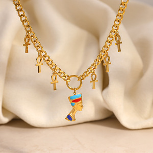 Collar de Moda en Capas con Colgante de Cruz Egipcia Chapado en Oro de 18k para Festivales y Celebraciones - Product Image 2