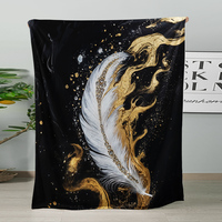Jeté en peluche ultra doux et moelleux pour la décoration intérieure des quatre saisons, couverture en fausse fourrure à imprimé 3D de plumes de paon