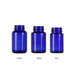 Flacons en verre bleu cobalt de haute qualité de 8 oz, 7 oz, 5 oz, flacons pour capsules, logo personnalisé pris en charge - Product Image 2