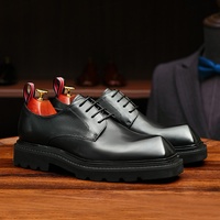 Hochwertige Schnürschuhe für Herren aus Echtleder Business-Casual Eckige Spitze Breiter Fuß Britischer Retro-Stil Formell Trendig Höhenerhöhend