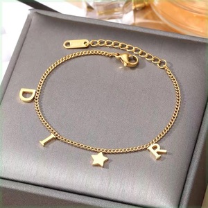Bracelet ajustable en or, or rose et argent, avec lettres, style européen et américain, bijou fantaisie pour femme, cadeau - Product Image 1