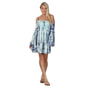 ชุดเดรสชายหาดสุดพิเศษสำหรับผู้หญิงเดรสคลุมไหล่เย็นย้อมสีจากผ้าเรยอน - Product Image 3