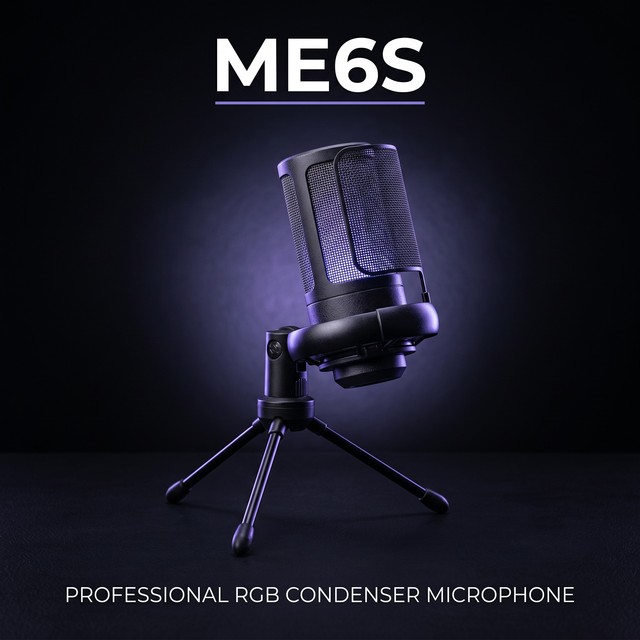 Professional ME6S 192kHz USB Condenser Microphone with Touch Mute & Gain Control Gaming Mic for Streaming Podcast recording