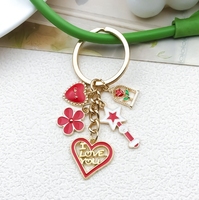 Baguette magique en alliage dégoulinant d'huile, pendentif d'amour fleur coeur, porte-clés, pendentif décoratif sac rouge Saint Valentin