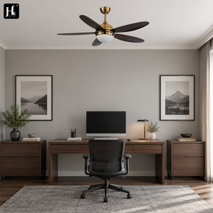 Ventilador de Techo LED Moderno de 5 Aspas con Acabado en Madera Oscura Antigua para Sala de Estar, Dormitorio y Comedor - Product Image 1
