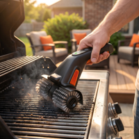 Brosse de nettoyage électrique pour barbecue à LED, double tête, 2000mAh, IPX5, rechargeable, 80W, 500 tr/min, pour grillades nocturnes, camping, portable