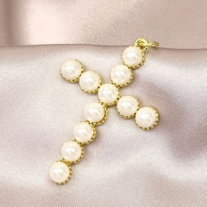 Últimos Colgantes de Cruz con Cuentas de Concha, Joyería Elegante para Mujer, Regalo Religioso, Cruz de Perlas - Product Image 2