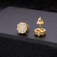 Bijoux hip hop élégants en argent Sterling 925, boucles d'oreilles simples et rondes en diamant Cz pour femmes et hommes