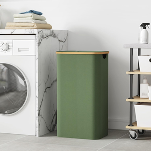 Panier à <span class=keywords><strong>linge</strong></span> 100L avec couvercle, nouveaux coloris, paniers à <span class=keywords><strong>linge</strong></span> avec poignées en bambou et 1 sac amovible - Product Image 2