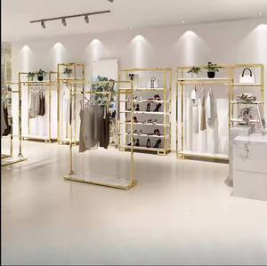 Espositore Multifunzione in Acciaio Inox Dorato di Alta Qualità, <span class=keywords><strong>Stand</strong></span> per <span class=keywords><strong>Abbigliamento</strong></span> Semplice da Terra per Boutique - Product Image 6