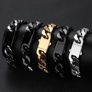 Iced Out Cuban Link Bracelet Stainless Steel Waterproof Custom Hip Hop Jewelry for <b>Men</b> Gold Silver Color Durable Fashion Jewelry - Product Image 4