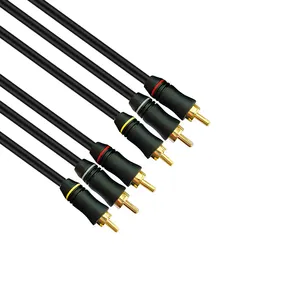 Fabriek Oem Odm 24K Vergulde Audio & Video Kabels Mannelijke Naar Mannelijke Stekker 3rca Kabel Jack Av 3rca Naar 3rca Kabel 1.5M
