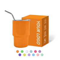 Gobelet en verre à liqueur de 3oz en acier inoxydable à sublimation de style nouveau gobelet coloré à whisky avec paille et couvercle