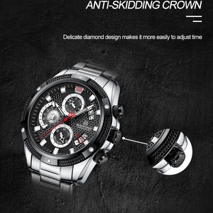 นาฬิกาควอตซ์ Naviforce 8021 รุ่นสั่งทำพิเศษ กันน้ำ สายสแตนเลส พร้อมปฏิทินและวันที่ สำหรับผู้ชาย - Product Image 6