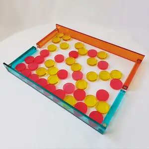 Juego de acrílico de neón para niños y adultos, juego de cuatro piezas personalizado, Lucite Connect 4 en fila