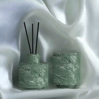 Bougie parfumée en cire de soja naturelle avec logo personnalisé, pot en céramique de luxe, huile végétale naturelle et diffuseur à bâtonnets, avec coffret cadeau