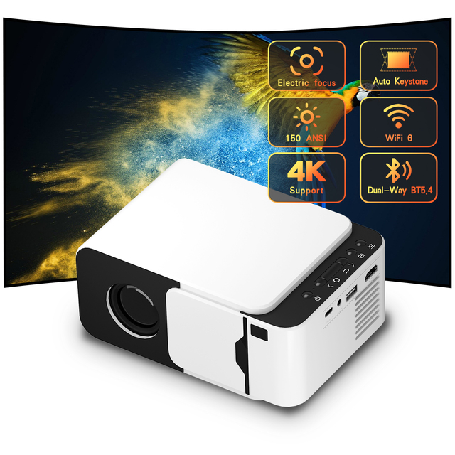 MINI T5 Ultralight Super Small Size Super Clear LED Projector DLP Lens Pico Features 5G WIFI+WIFI6 4K Big Functionality