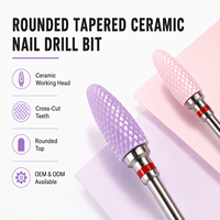 Fraise à ongles professionnelle en céramique, motif flamme rose-violet, grain fin, tige de 3/32 pouces, pour usage en salon de manucure, OEM ODM