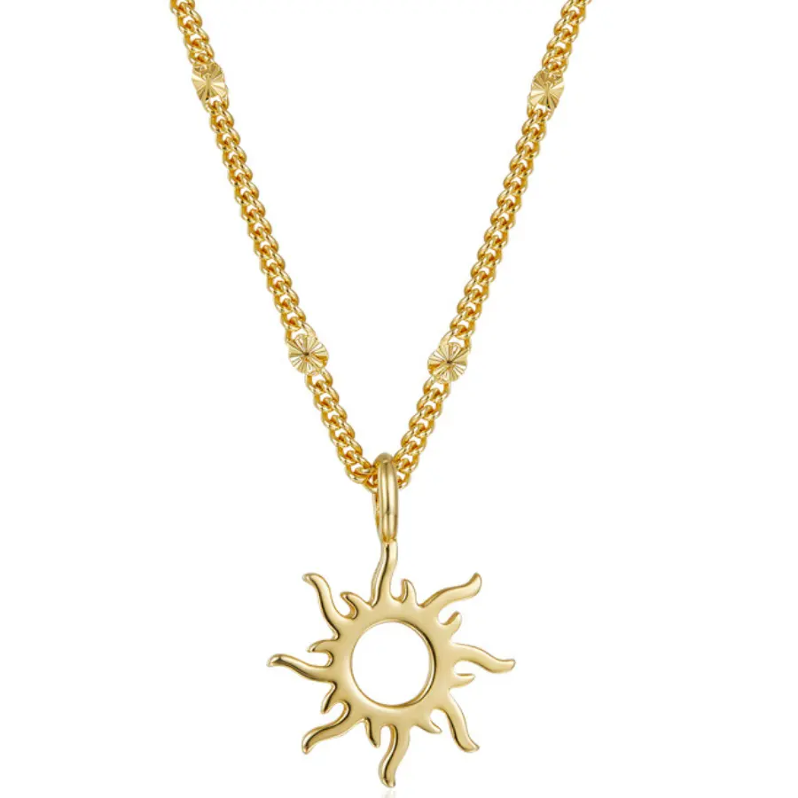 Trend ige Sonne Design maßge schneiderte Halskette 925 Sterling Silber Schmuck vergoldet Schmuck