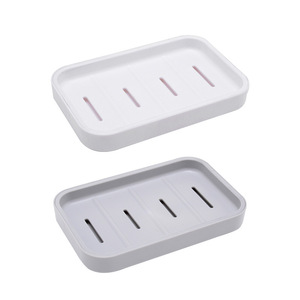 Rectangular Soap <b>Dish</b> Plastic Drainable Soap Holder For Bathroom Storage <b>Rack</b> White - Product Image 5
