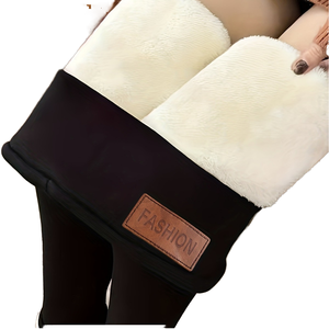 Hot Spandex Fleece Lined Thickened Winter Women's Midi Leggings Mid Waist Warm Skinny Pants - Product Image 1