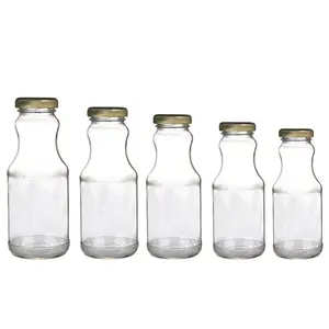 8oz 250ml 300ml 500ml Clear Beverage Juice Glass Bottle Screw Cap Hot Stamping Beverage Glass Bottle